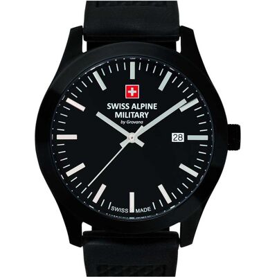 Swiss Alpine Military, Armbanduhr, 7055.1877 Sport Herren 43mm 10ATM, Schwarz, (Analoguhr, Swiss Made, 43 mm) Swiss Alpine Military, Armbanduhr, 7055.1877 Sport Herren 43mm 10ATM, Schwarz, (Analoguhr, Swiss Made, 43 mm)