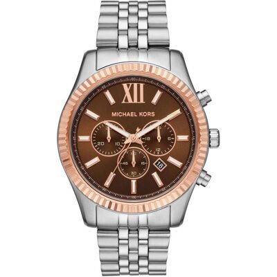 Michael Kors, Armbanduhr, Lexington, Silber, (Analoguhr, Chronograph, 45 mm) Michael Kors, Armbanduhr, Lexington, Silber, (Analoguhr, Chronograph, 45 mm)