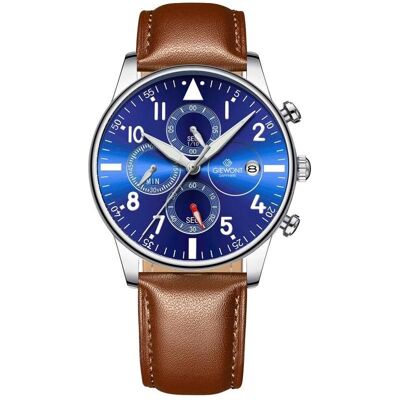 Giewont, Armbanduhr, Zegarek Zegarek Męski Chronograph Sapphire Brązowo-Niebieski GW5630-A6, Blau, Braun, Silber, (Analoguhr, Chronograph, 42 mm) Giewont, Armbanduhr, Zegarek Zegarek Męski Chronograph Sapphire Brązowo-Niebieski GW5630-A6, Blau, Braun, Silber, (Analoguhr, Chronograph, 42 mm)