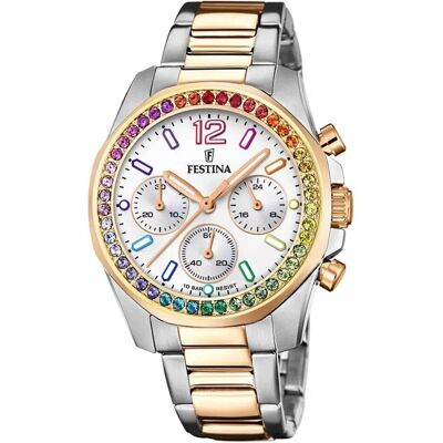 Festina, Armbanduhr, Boyfriend, Silber, (Analoguhr, Chronograph, 38 mm) Festina, Armbanduhr, Boyfriend, Silber, (Analoguhr, Chronograph, 38 mm)