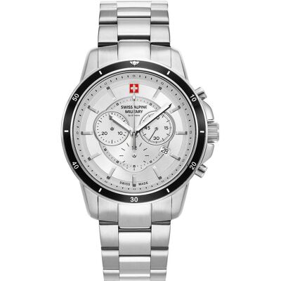 Swiss Alpine Military, Armbanduhr, Herrenuhr, Silber, (Analoguhr, Chronograph, Swiss Made, 44 mm) Swiss Alpine Military, Armbanduhr, Herrenuhr, Silber, (Analoguhr, Chronograph, Swiss Made, 44 mm)