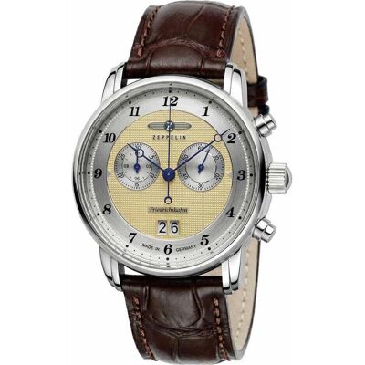 Zeppelin, Armbanduhr, Friedrichshafen 85845 Uhr 40mm, Grün, Braun, Silber, (Chronograph, 40 mm) Zeppelin, Armbanduhr, Friedrichshafen 85845 Uhr 40mm, Grün, Braun, Silber, (Chronograph, 40 mm)