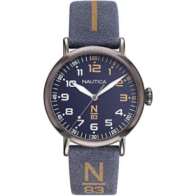 Nautica, Armbanduhr, Orologio con Cinturino in Pelle Blu e Marrone, Beige, Blau, Silber, (40 mm) Nautica, Armbanduhr, Orologio con Cinturino in Pelle Blu e Marrone, Beige, Blau, Silber, (40 mm)