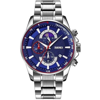 Skmei, Armbanduhr, 9250SIBU Herrenuhr + BOX, Blau, Silber, (Analoguhr, Chronograph, 47 mm) Skmei, Armbanduhr, 9250SIBU Herrenuhr + BOX, Blau, Silber, (Analoguhr, Chronograph, 47 mm)
