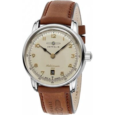 Zeppelin, Armbanduhr, Zegarek Mediterranee 96405 40mm, Silber, Beige, Braun, (Analoguhr, 40 mm) Zeppelin, Armbanduhr, Zegarek Mediterranee 96405 40mm, Silber, Beige, Braun, (Analoguhr, 40 mm)