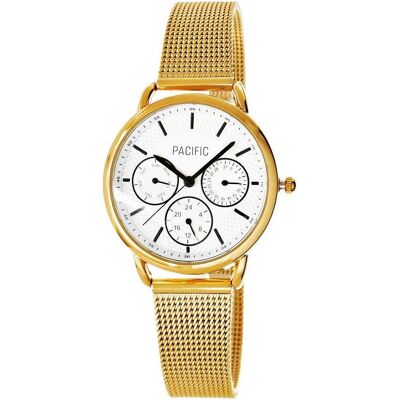 Pacific, Armbanduhr, Sehen Sie sich den Damski Chronographen X6180-3 an, Gold, Schwarz, Silber, (Chronograph, 36 mm) Pacific, Armbanduhr, Sehen Sie sich den Damski Chronographen X6180-3 an, Gold, Schwarz, Silber, (Chronograph, 36 mm)