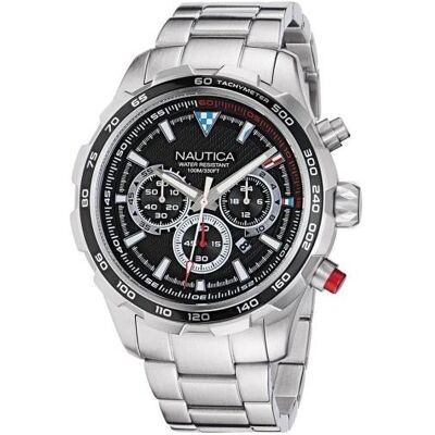 Nautica, Armbanduhr, NAPNSF301, Silber, Schwarz, (Chronograph, 45 mm) Nautica, Armbanduhr, NAPNSF301, Silber, Schwarz, (Chronograph, 45 mm)