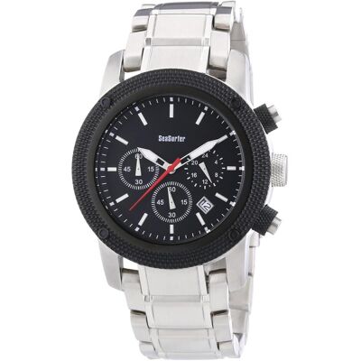 Sea Surfer, Armbanduhr, Sehr stabiler Chronograph in massiver Ausführung, gut ablesbar, hergestellt in Deutschland., Schwarz, (Chronograph) Sea Surfer, Armbanduhr, Sehr stabiler Chronograph in massiver Ausführung, gut ablesbar, hergestellt in Deutschland., Schwarz, (Chronograph)