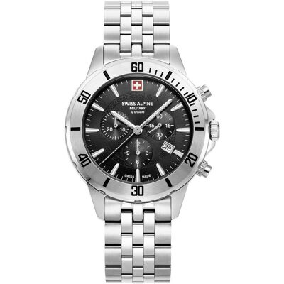 Swiss Alpine Military, Armbanduhr, 7024.9137 Herrenuhr Cruiser Chronograph 44mm 10ATM, Schwarz, Silber, (Analoguhr, Chronograph, 44 mm) Swiss Alpine Military, Armbanduhr, 7024.9137 Herrenuhr Cruiser Chronograph 44mm 10ATM, Schwarz, Silber, (Analoguhr, Chronograph, 44 mm)