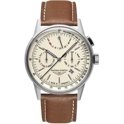 Bauhaus, Armbanduhr, Uhr Aviation Modell 23625 Automatik 42mm, Beige, Silber, (42 mm) Bauhaus, Armbanduhr, Uhr Aviation Modell 23625 Automatik 42mm, Beige, Silber, (42 mm)