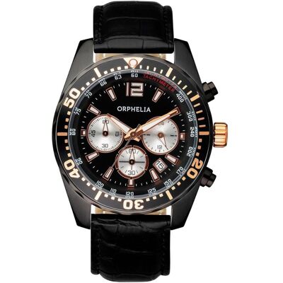Orphelia, Armbanduhr, Chronograph mit Datum, 24-Stunden-Anzeige, Stoppuhr und Leuchtzeigern, Schwarz, (44 mm) Orphelia, Armbanduhr, Chronograph mit Datum, 24-Stunden-Anzeige, Stoppuhr und Leuchtzeigern, Schwarz, (44 mm)