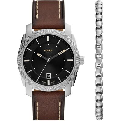Fossil, Armbanduhr, Uhren-Set MACHINE, Silber, (Analoguhr, Geschenkset, 42 mm) Fossil, Armbanduhr, Uhren-Set MACHINE, Silber, (Analoguhr, Geschenkset, 42 mm)