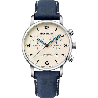 Wenger, Armbanduhr, Urban Classic, Blau, (Analoguhr, Chronograph, Swiss Made, 44 mm) Wenger, Armbanduhr, Urban Classic, Blau, (Analoguhr, Chronograph, Swiss Made, 44 mm)
