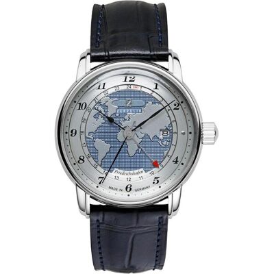 Zeppelin, Armbanduhr, Friedrichshafen GMT, Silber, Blau, (Analoguhr, Chronograph, 42 mm) Zeppelin, Armbanduhr, Friedrichshafen GMT, Silber, Blau, (Analoguhr, Chronograph, 42 mm)