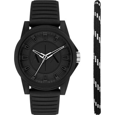 Giorgio Armani Exchange, Armbanduhr, Uhren-Set, Schwarz, (Chronograph, Geschenkset, 44 mm) Giorgio Armani Exchange, Armbanduhr, Uhren-Set, Schwarz, (Chronograph, Geschenkset, 44 mm)