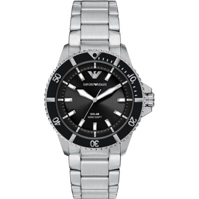 Giorgio Armani Emporio Armani, Armbanduhr, World Explorer Solar, Schwarz, Silber, (Analoguhr, 42 mm) Giorgio Armani Emporio Armani, Armbanduhr, World Explorer Solar, Schwarz, Silber, (Analoguhr, 42 mm)