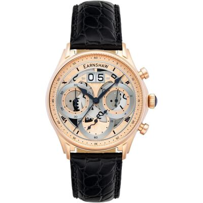Thomas Earnshaw, Armbanduhr, Analoge Chronographenuhr mit Lederband, Schwarz, (Chronograph) Thomas Earnshaw, Armbanduhr, Analoge Chronographenuhr mit Lederband, Schwarz, (Chronograph)