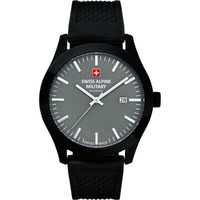 Swiss Alpine Military, Armbanduhr, 7055.1878 Sport Herren 43mm 10ATM, Schwarz, (Analoguhr, Swiss Made, 43 mm) Swiss Alpine Military, Armbanduhr, 7055.1878 Sport Herren 43mm 10ATM, Schwarz, (Analoguhr, Swiss Made, 43 mm)