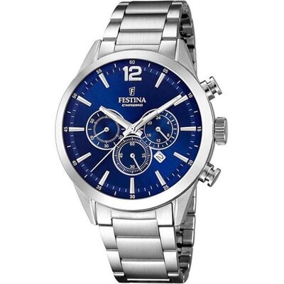 Festina, Armbanduhr, Timeless Chrono, Silber, Türkis, (Analoguhr, Chronograph, 44 mm) Festina, Armbanduhr, Timeless Chrono, Silber, Türkis, (Analoguhr, Chronograph, 44 mm)