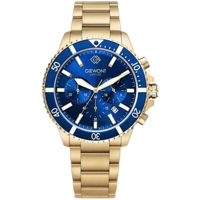 Giewont, Armbanduhr, Zegarek Zegarek Męski Chronograph Sapphire Złoto Niebieski GW3970-B6, Gold, Blau, (Chronograph, 43 mm) Giewont, Armbanduhr, Zegarek Zegarek Męski Chronograph Sapphire Złoto Niebieski GW3970-B6, Gold, Blau, (Chronograph, 43 mm)