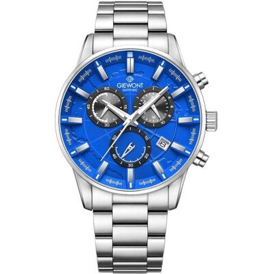 Giewont, Armbanduhr, Zegarek Zegarek Męski Chronograph Sapphire Srebrno Niebieski GW4580-B3, Blau, Silber, (Analoguhr, Chronograph, 44 mm) Giewont, Armbanduhr, Zegarek Zegarek Męski Chronograph Sapphire Srebrno Niebieski GW4580-B3, Blau, Silber, (Analoguhr, Chronograph, 44 mm)