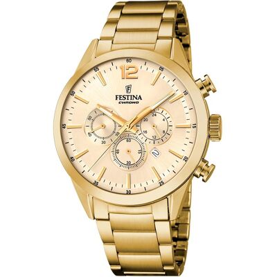 Festina, Armbanduhr, F20633/4 Chrono, Gold, (Chronograph, 43.50 mm) Festina, Armbanduhr, F20633/4 Chrono, Gold, (Chronograph, 43.50 mm)