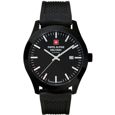 Swiss Alpine Military, Armbanduhr, 7055.1877 Sport Herren 43mm 10ATM, Schwarz, (Analoguhr, Swiss Made, 43 mm) Swiss Alpine Military, Armbanduhr, 7055.1877 Sport Herren 43mm 10ATM, Schwarz, (Analoguhr, Swiss Made, 43 mm)