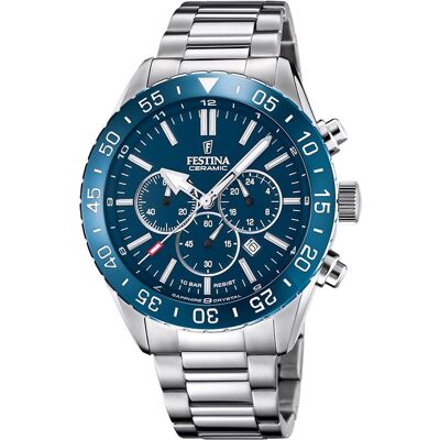 Festina, Armbanduhr, Ceramic, Silber, (Chronograph, 44 mm) Festina, Armbanduhr, Ceramic, Silber, (Chronograph, 44 mm)