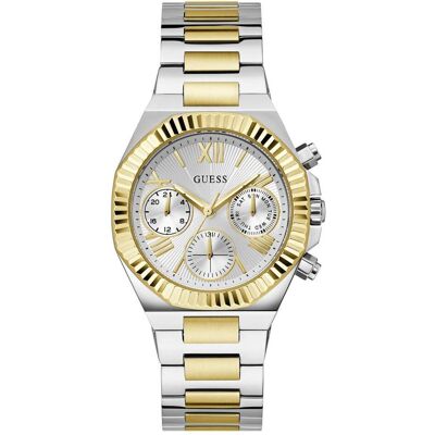 Guess Armbanduhr, P SLV CS W/ P GLD TOP PART / SUN SLV MF DL / BR/P SLV & GLD BRCT Armbanduhr, Silber, (Analoguhr, 38 mm) Guess Armbanduhr, P SLV CS W/ P GLD TOP PART / SUN SLV MF DL / BR/P SLV & GLD BRCT Armbanduhr, Silber, (Analoguhr, 38 mm)