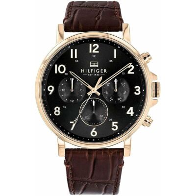 Tommy Hilfiger Armbanduhr, Herren 1710379, Schwarz, Braun, Kupfer, (Chronograph, 44 mm) Tommy Hilfiger Armbanduhr, Herren 1710379, Schwarz, Braun, Kupfer, (Chronograph, 44 mm)