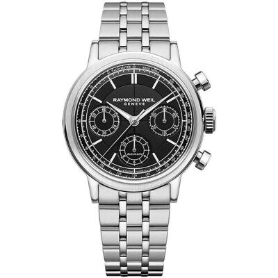 Raymond Weil, Armbanduhr, Automatik Chronograph mit Schweizer Uhrwerk und Leuchtziffern, Silber, (Chronograph, 39.50 mm) Raymond Weil, Armbanduhr, Automatik Chronograph mit Schweizer Uhrwerk und Leuchtziffern, Silber, (Chronograph, 39.50 mm)