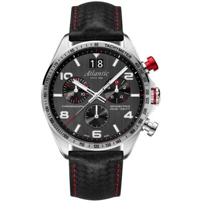 Atlantic, Armbanduhr, Zegarek Zegarek Męski Grand Prix Chrono 55463.41.65 + BOX, Rot, Schwarz, Silber, (Analoguhr, Chronograph, Swiss Made, 46 mm) Atlantic, Armbanduhr, Zegarek Zegarek Męski Grand Prix Chrono 55463.41.65 + BOX, Rot, Schwarz, Silber, (Analoguhr, Chronograph, Swiss Made, 46 mm)