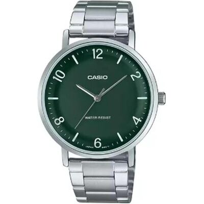 Casio Armbanduhr, Herrenuhr MINIMAL Silberfarben (Ø 40 mm), Grün, Silber, (40 mm) Casio Armbanduhr, Herrenuhr MINIMAL Silberfarben (Ø 40 mm), Grün, Silber, (40 mm)