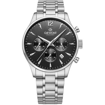 Giewont, Armbanduhr, Zegarek Zegarek Męski Chronograph Sapphire Srebrny GW6310-B2, Schwarz, Grau, Silber, (Chronograph, 42 mm) Giewont, Armbanduhr, Zegarek Zegarek Męski Chronograph Sapphire Srebrny GW6310-B2, Schwarz, Grau, Silber, (Chronograph, 42 mm)