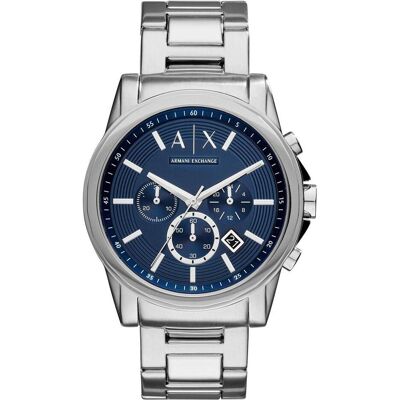 Giorgio Armani Exchange, Armbanduhr, Cronografo Orologio in Acciaio Inossidabile, Blau, Türkis, Silber, (Analoguhr, 45 mm) Giorgio Armani Exchange, Armbanduhr, Cronografo Orologio in Acciaio Inossidabile, Blau, Türkis, Silber, (Analoguhr, 45 mm)