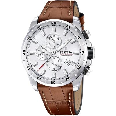Festina, Armbanduhr, F20692/1, Silber, Schwarz, Braun, (Analoguhr, Chronograph, 45 mm) Festina, Armbanduhr, F20692/1, Silber, Schwarz, Braun, (Analoguhr, Chronograph, 45 mm)