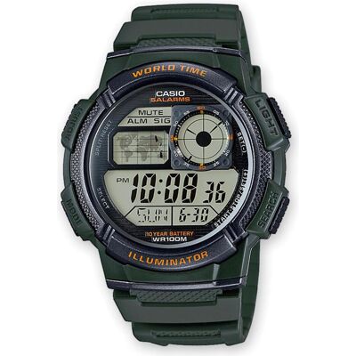 Casio Armbanduhr, Mod. WORLD TIME ILLUMINATOR - 5 Alarms, 10 Year battery, Grün, (44 mm) Casio Armbanduhr, Mod. WORLD TIME ILLUMINATOR - 5 Alarms, 10 Year battery, Grün, (44 mm)