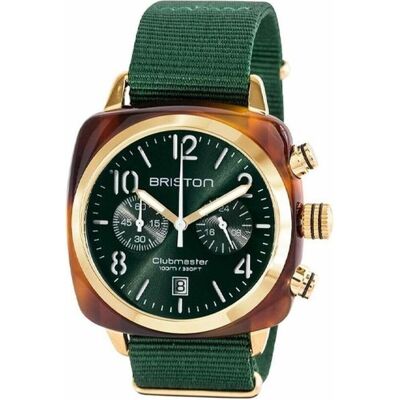 Briston, Armbanduhr, Clubmaster Classic Acetat Chronograph, Gold, Grün, (Chronograph, 42 mm) Briston, Armbanduhr, Clubmaster Classic Acetat Chronograph, Gold, Grün, (Chronograph, 42 mm)