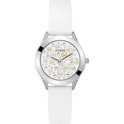 Guess Armbanduhr, Uhren DAMEN GW0381L1, Silber, Weiss, (Analoguhr, 36 mm) Guess Armbanduhr, Uhren DAMEN GW0381L1, Silber, Weiss, (Analoguhr, 36 mm)