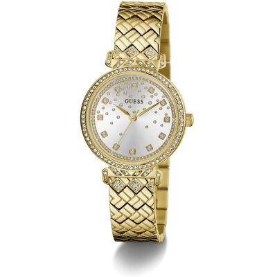 Guess Armbanduhr, P GLD BRCT / SUN SLV GLITZ DL / P GLD BRCT W/ CRYS Armbanduhr, Gold, (Uhr mit Schmuckstein, 32 mm) Guess Armbanduhr, P GLD BRCT / SUN SLV GLITZ DL / P GLD BRCT W/ CRYS Armbanduhr, Gold, (Uhr mit Schmuckstein, 32 mm)