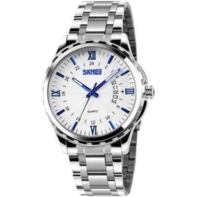 Skmei, Armbanduhr, 9069SIBU Herrenuhr + BOX, Blau, Weiss, Silber, (Analoguhr, 42 mm) Skmei, Armbanduhr, 9069SIBU Herrenuhr + BOX, Blau, Weiss, Silber, (Analoguhr, 42 mm)