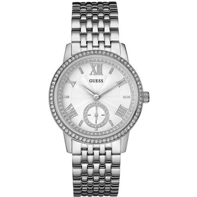 Guess Armbanduhr, Gramercy, Weiss, Silber, (Analoguhr, 39 mm) Guess Armbanduhr, Gramercy, Weiss, Silber, (Analoguhr, 39 mm)