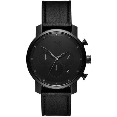 Mvmt, Armbanduhr, Herrenchronograph mit Lederarmband und Wasserschutz, Schwarz, (40 mm) Mvmt, Armbanduhr, Herrenchronograph mit Lederarmband und Wasserschutz, Schwarz, (40 mm)