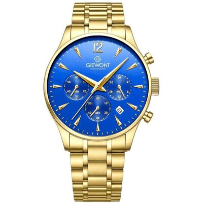Giewont, Armbanduhr, Zegarek Męski Chronograph Sapphire Złoto Niebieski GW6310-B5, Gold, Blau, (Analoguhr, Chronograph, 42 mm) Giewont, Armbanduhr, Zegarek Męski Chronograph Sapphire Złoto Niebieski GW6310-B5, Gold, Blau, (Analoguhr, Chronograph, 42 mm)