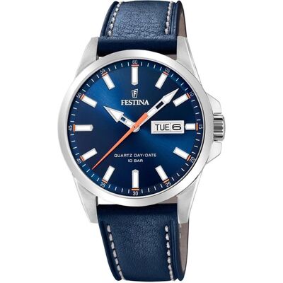 Festina, Armbanduhr, Classic, Blau, Silber, (Analoguhr, 41 mm) Festina, Armbanduhr, Classic, Blau, Silber, (Analoguhr, 41 mm)