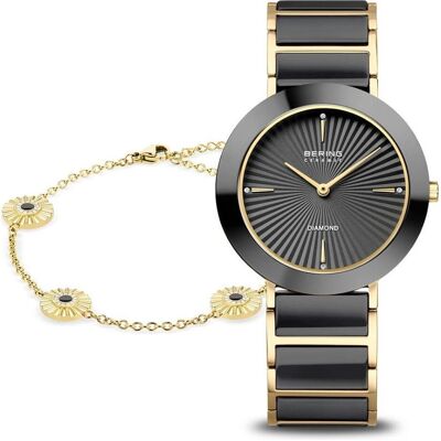 Bering, Armbanduhr, 11435-732-GWP Damenuhr Set Black Ceramic 35mm 3ATM, Gold, Schwarz, (Analoguhr, 35 mm) Bering, Armbanduhr, 11435-732-GWP Damenuhr Set Black Ceramic 35mm 3ATM, Gold, Schwarz, (Analoguhr, 35 mm)