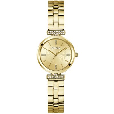 Guess Armbanduhr, P GLD CS W/ CRYS / SUN CHAMP DL / P GLD BRCT Armbanduhr, Gold, (Analoguhr, 28 mm) Guess Armbanduhr, P GLD CS W/ CRYS / SUN CHAMP DL / P GLD BRCT Armbanduhr, Gold, (Analoguhr, 28 mm)