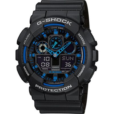 G-Shock, Armbanduhr, Ga-100-1a2er, Schwarz, Blau, (Digitaluhr, 55 mm) G-Shock, Armbanduhr, Ga-100-1a2er, Schwarz, Blau, (Digitaluhr, 55 mm)