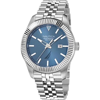 Nautica, Armbanduhr, Orologio a Tre Mani in Acciaio Inossidabile, Silber, (Analoguhr, 43 mm) Nautica, Armbanduhr, Orologio a Tre Mani in Acciaio Inossidabile, Silber, (Analoguhr, 43 mm)
