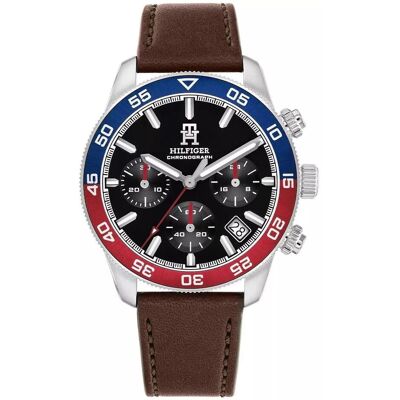 Tommy Hilfiger Armbanduhr, TH85 Chronograph Herrenuhr 1792166 + BOX, Blau, Silber, Schwarz, Braun, (Analoguhr, Chronograph, 41 mm) Tommy Hilfiger Armbanduhr, TH85 Chronograph Herrenuhr 1792166 + BOX, Blau, Silber, Schwarz, Braun, (Analoguhr, Chronograph, 41 mm)